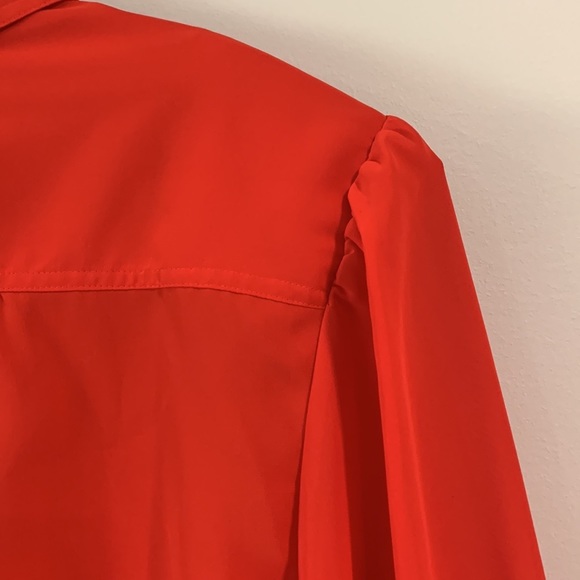 Chaus - vintage, red polyester blouse, 14 - Picture 2 of 8